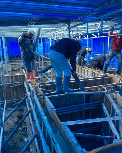 音更の現場。昨日は、コンクリート打設