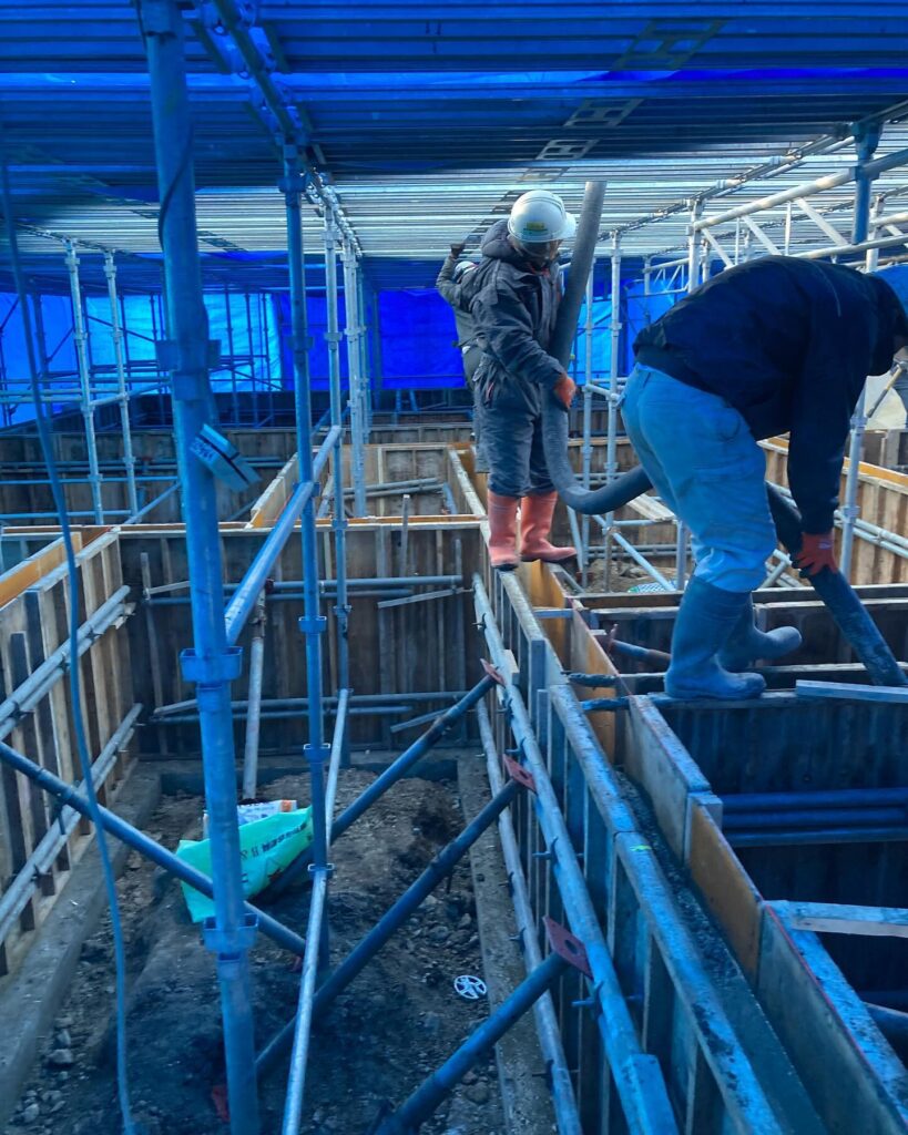 音更の現場。昨日は、コンクリート打設