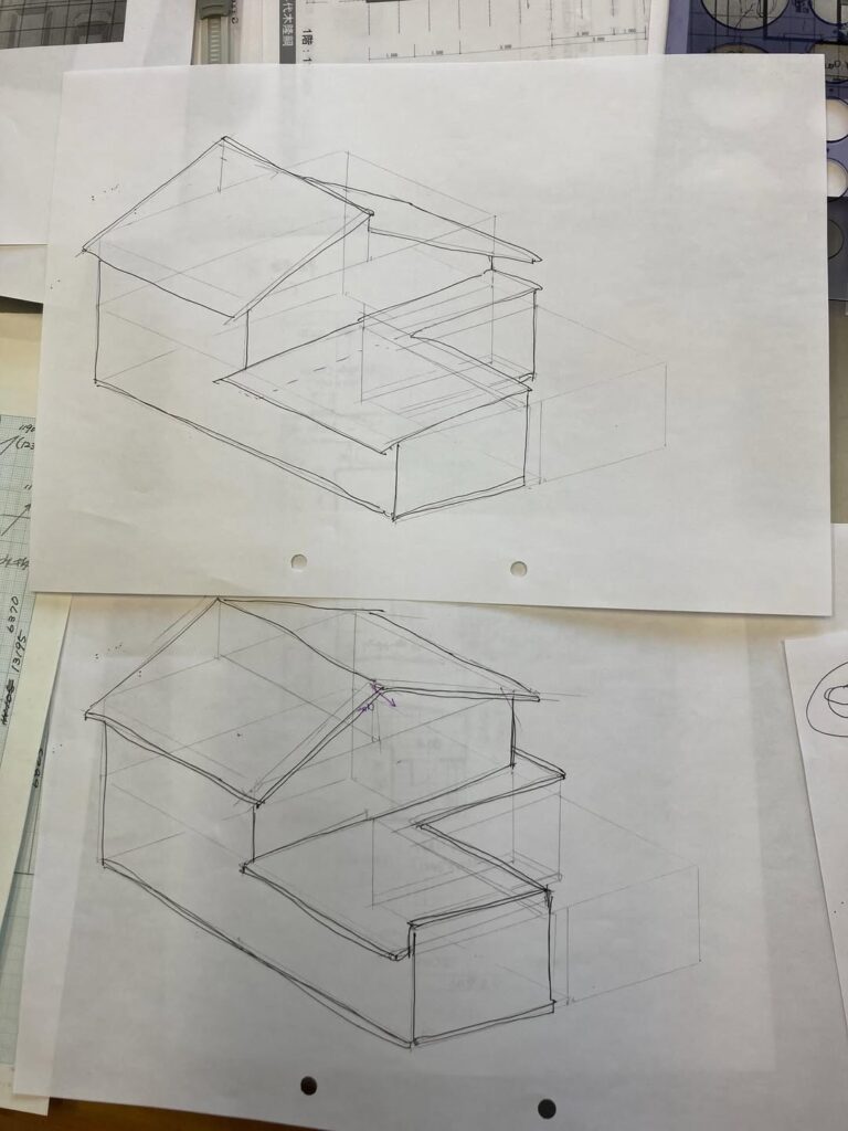 今日も図面書き、手書きのアナログな私をお許しください
